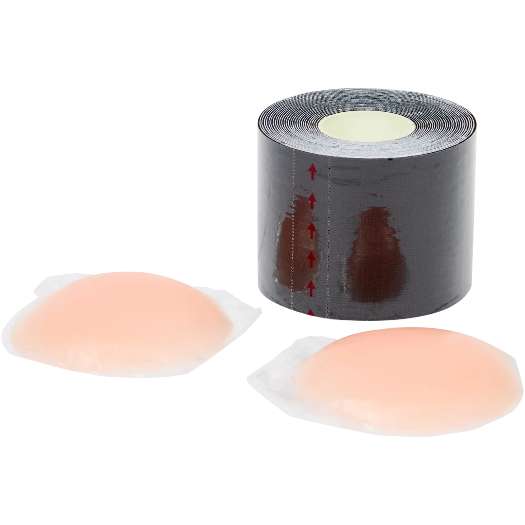 Boob Tape + Tepelbeschermers – Zelfklevend (Charcoal & Caramel)