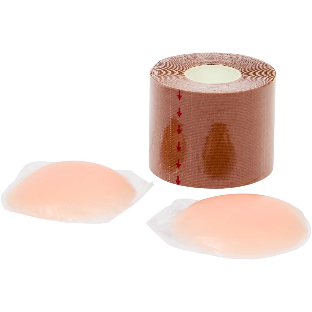 Boob Tape + Tepelbeschermers – Zelfklevend (Charcoal & Caramel)
