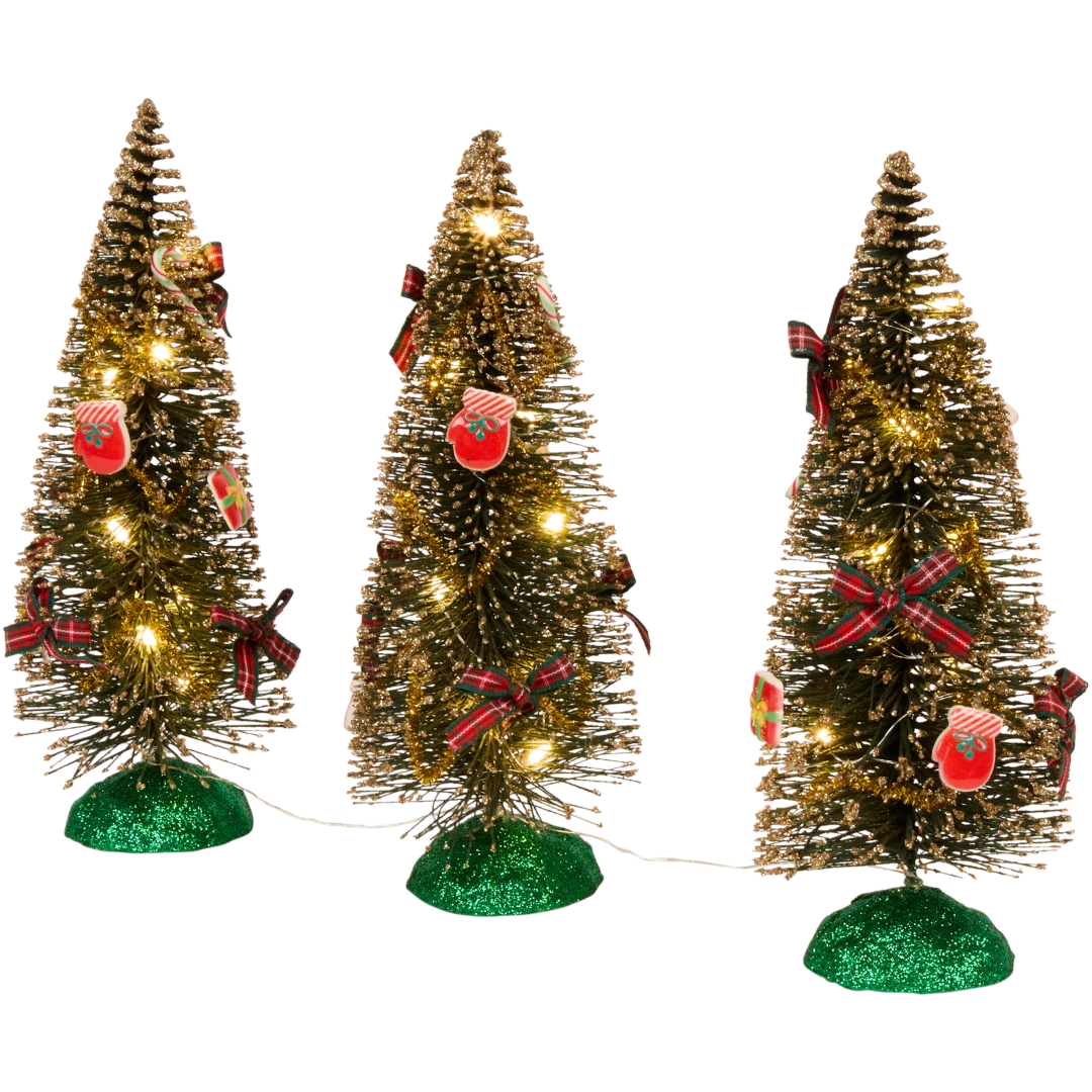 Kerstboompjes met led – 3 stuks