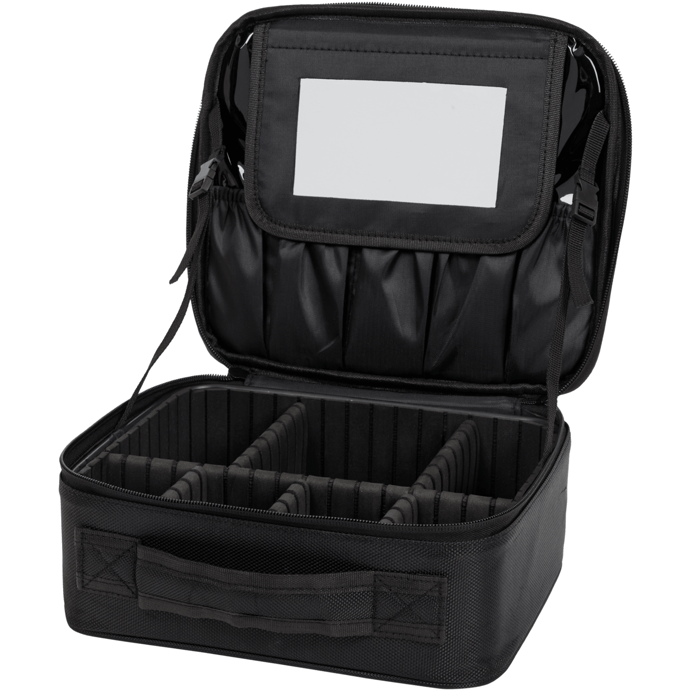 MirrorZip Bag – Luxe Toilettas met Spiegel & Vakken