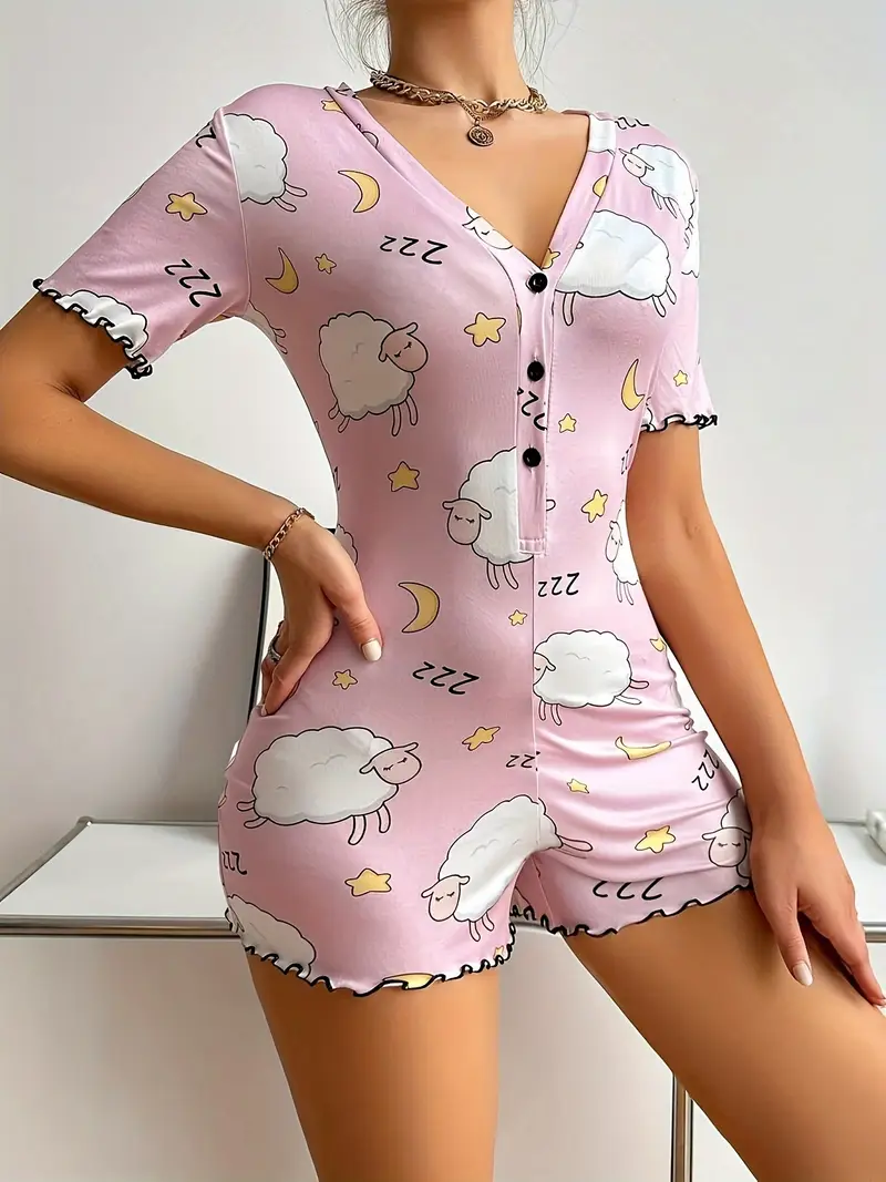 Jungle Chic V-hals Romper met Knopen